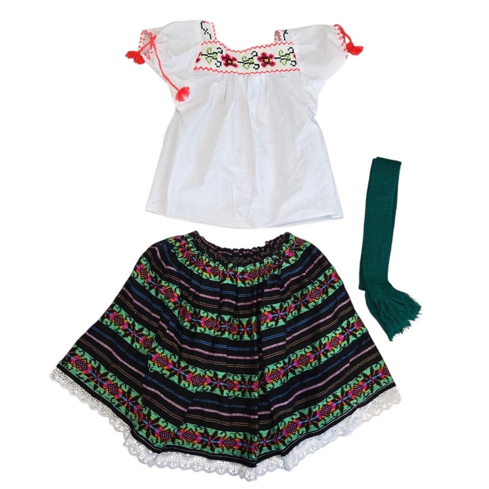 Traditional Mexican Fiesta Girl's Skirt & Top Outfit Set NWOT